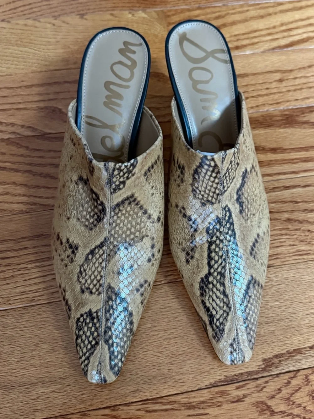 Sam‎ Edelman Skya Snakeskin Print Embossed Leather Mules Sz 10.5